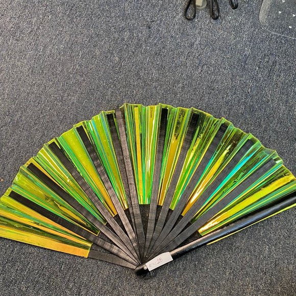 PRE-LOVED LASR - Acid Drip Iridescent Fluid Rave Fan- MISC015 - Picture 2 of 3